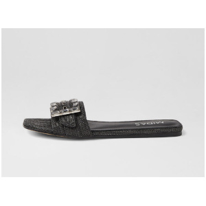 Lidya Black Woven Slides