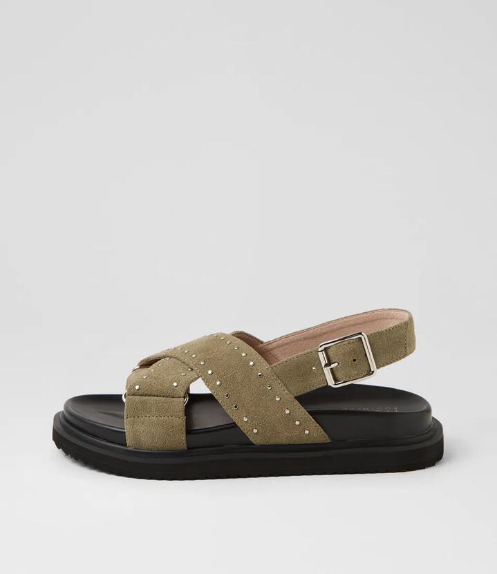 Loddie Moss Silver Suede Sandals