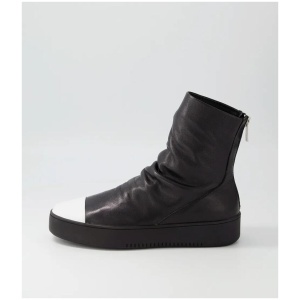 Lonzo White Black Leather Ankle Boots