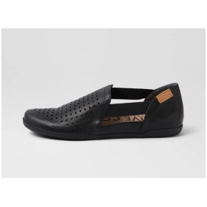 Loppy W Black Leather Flat Shoes