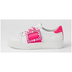 Loredos White Hot Pink Leather Sneakers