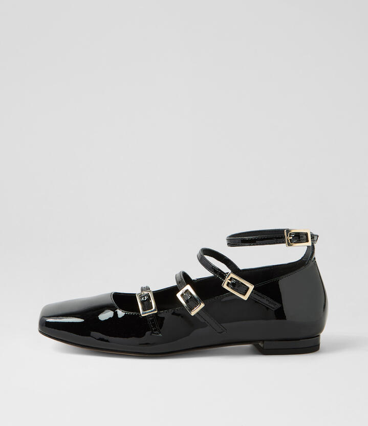 Luke Black Patent Leather Flat Shoes