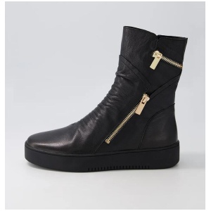 Lumbo Black Leather Ankle Boots