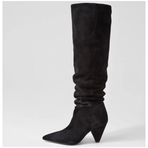Luna Boot Black Suede Knee High Boots