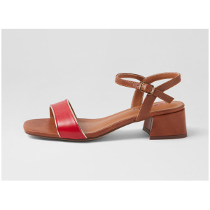 Lunto Red Pale Gold Tan Sandals