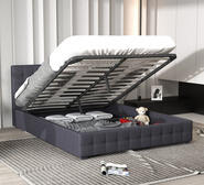 Lyddete Queen Gas Lift Bed Frame Grey