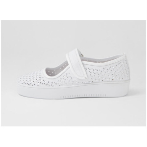 Lynae White Silver Fabric Sneakers