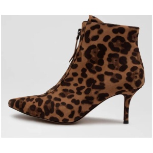 Lynda Djsd Tan Leopard Black Suede Leather Ankle Boots