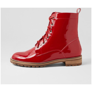 Mangoes W Red Patent Leather Ankle Boots