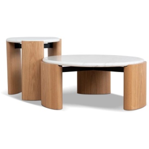 Marbela Nested Carrara Marble Coffee Table - Natural by Interior Secrets - AfterPay Available