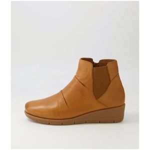 Marcei New Tan Leather Ankle Boots