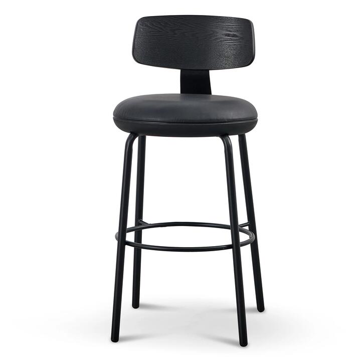 Martino 65cm Bar Stool - Full Black by Interior Secrets - AfterPay Available