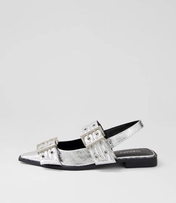 Matilda Silver Flat Shoes