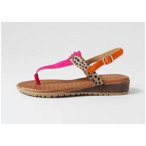 Mawa Pink Beige Cheetah Microsuede Sandals
