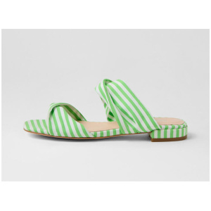 Mazzy Lime White Stripe Fabric Sandals