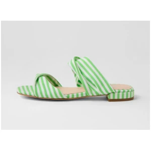 Mazzy Lime White Stripe Fabric Sandals