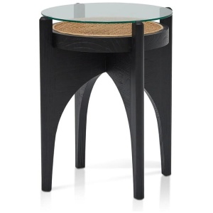 Mcdaniel 50cm Round Glass Side Table - Black by Interior Secrets - AfterPay Available