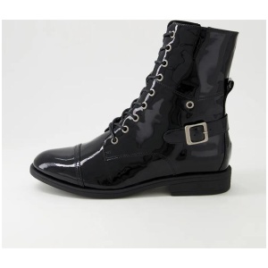 Mekhi Black Patent Leather Ankle Boots