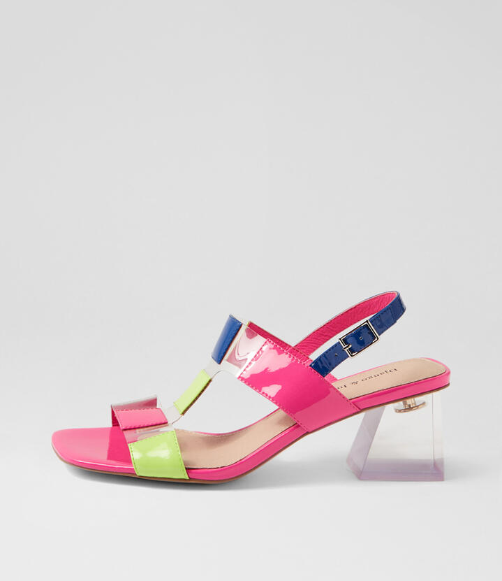 Melinas Candy Pink Multi Patent Leather Sandals