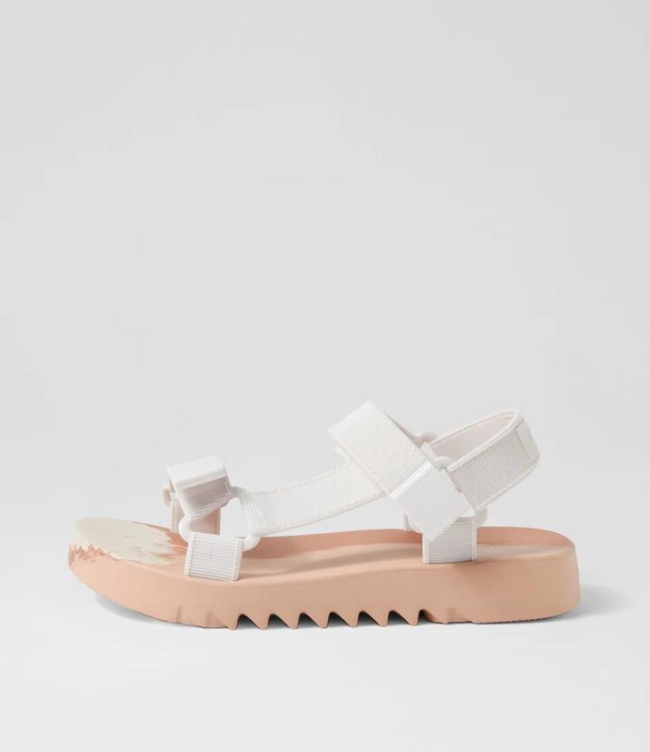 Melissa Flowing Papete White Beige Fabric Sandals