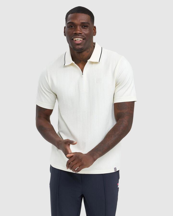 Men's Challenger Cable Zip Polo - GARDENIA/BLACK - GARDENIA/BLACK