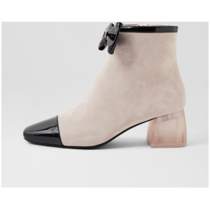 Mensah Black Nude Patent Suede Ankle Boots