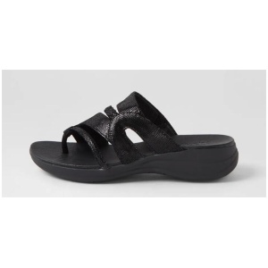 Mia2 Black Lizard Suede Slides