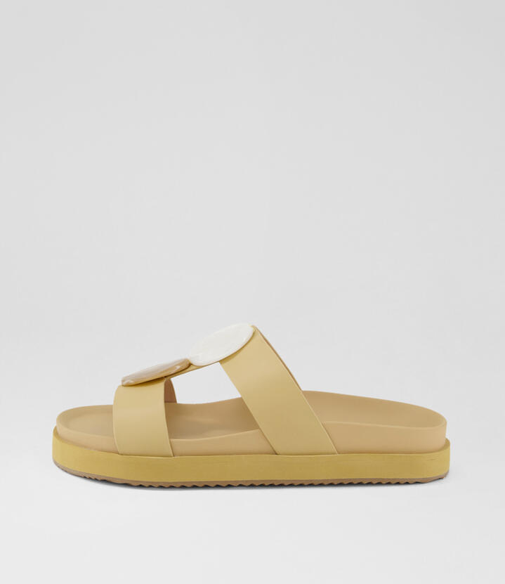 Micah Biscuit Leather Slides