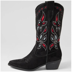 Miley Black Microsuede Ankle Boots