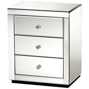 Mirrored Bedside Table Drawers Glass Presia