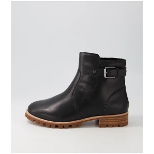 Misael W Black Leather Ankle Boots