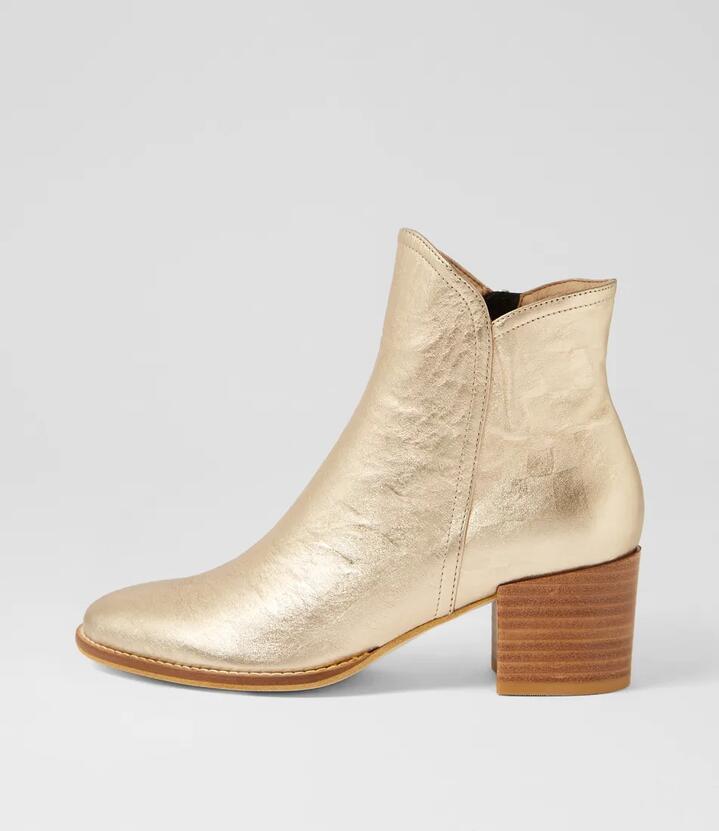 Mockas Champagne Crush Leather Ankle Boots