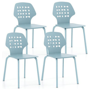 Modern Metal Dining Chair Set Of 4 With Hollowed Backrest