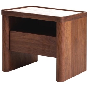 Modesta Glass Top Bedside Table - Walnut by Interior Secrets - AfterPay Available