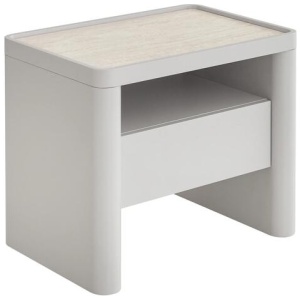 Modesta Glass Top Bedside Table - Warm Grey by Interior Secrets - AfterPay Available
