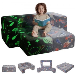 Modular Kids Play Couch 4Pcs DIY Glow in the Dark Toddler Chair Grey