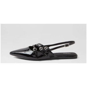 Moena Black Patent Leather Flat Shoes