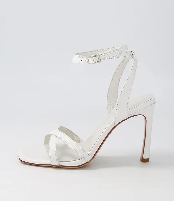 Monaco White Leather Sandals