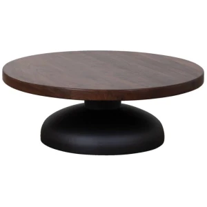 Montserat 92cm Walnut Round Coffee Table, Black