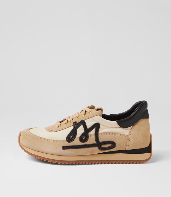 Mooey Sand Black Leather Sneakers