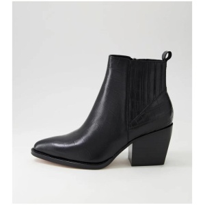 Morene Black Croc Leather Chelsea Boots