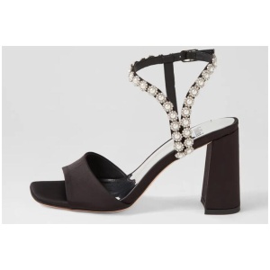 Mrs Black Satin Sandals