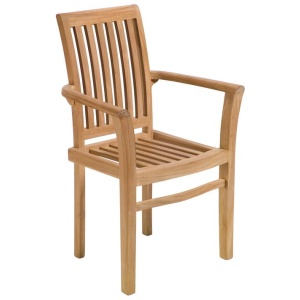 Mu Stackable Teak Armchair, Raw