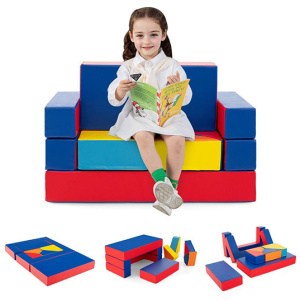 Multi Functional Combination Sofa Set With Durable Pu Surface For Kids