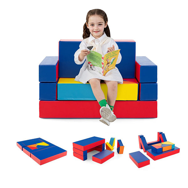 Multi Functional Combination Sofa Set With Durable Pu Surface For Kids