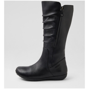 Naly 26 Schwarz Leather Knee High Boots