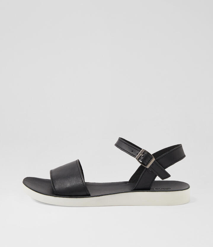 Navadis Black White Leather Sandals