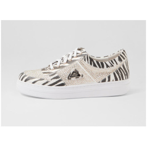 Nenna Zebra Gold Leather Jewels Sneakers