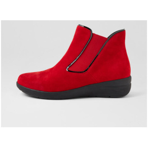 Nereus W Red Black Suede Patent Ankle Boots
