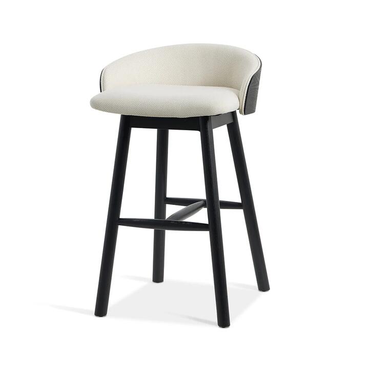 Nicholas 65cm Black Bar Stool - Beige by Interior Secrets - AfterPay Available